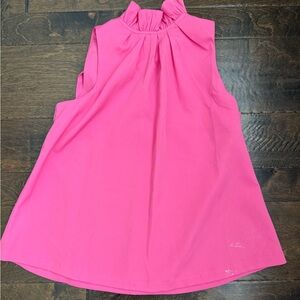Umgee Pink Ruffled Neck Blouse with Bow